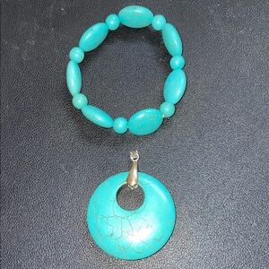 Turquoise Bracelet and Pendant Set